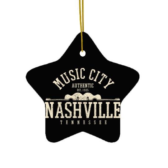 Nashville Guitar Country Music City Tennessee Gift Ceramic Ornaments