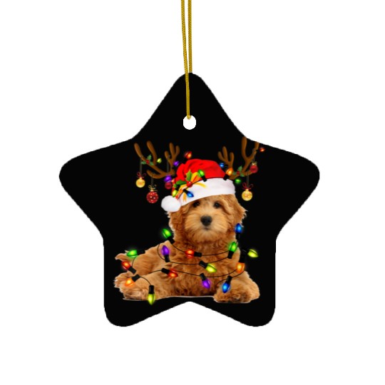 Womens Goldendoodle Christmas Ceramic Ornaments Reindeer