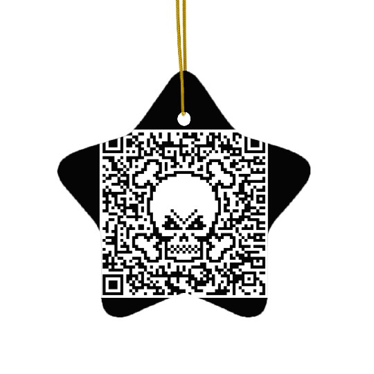 Skull And Crossbones (Quick Response Code / NEG) Ceramic Ornaments