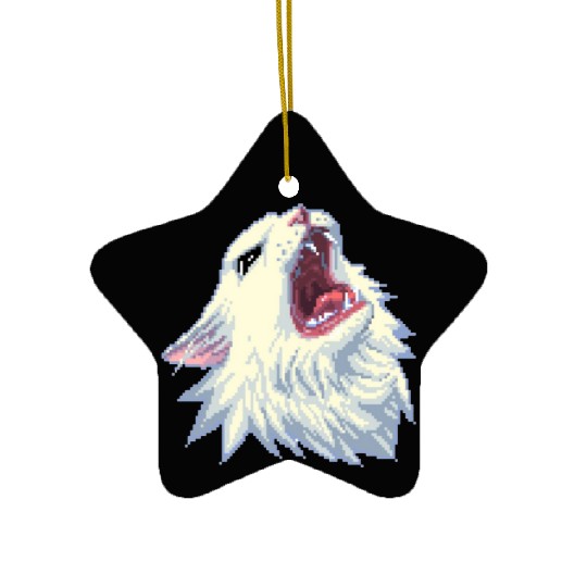 8 bit Screamin Thurston the Cat meme 2 Ceramic Ornaments