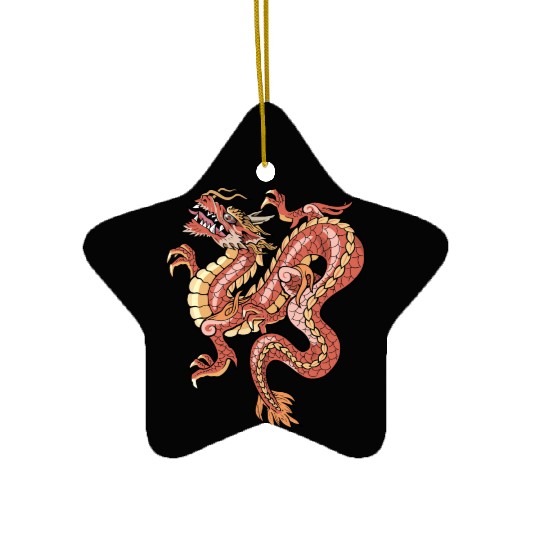 big red chinese dragon Ceramic Ornaments