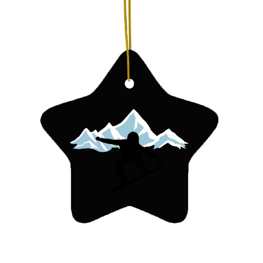 Snowboarding and Mountains Ceramic Ornaments
