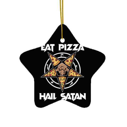 Baphomet Pentagram Lucifer Eat Pizza Hail Satan Ceramic Ornaments