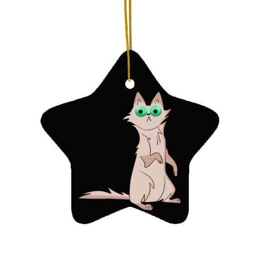 Funny hilarious shocked surprised grey cat cartoon Ceramic Ornaments