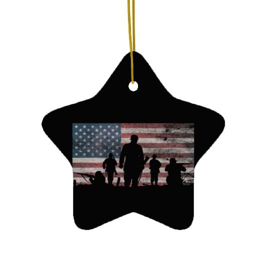 American Flag Thank Military Veteran's Day Ceramic Ornaments