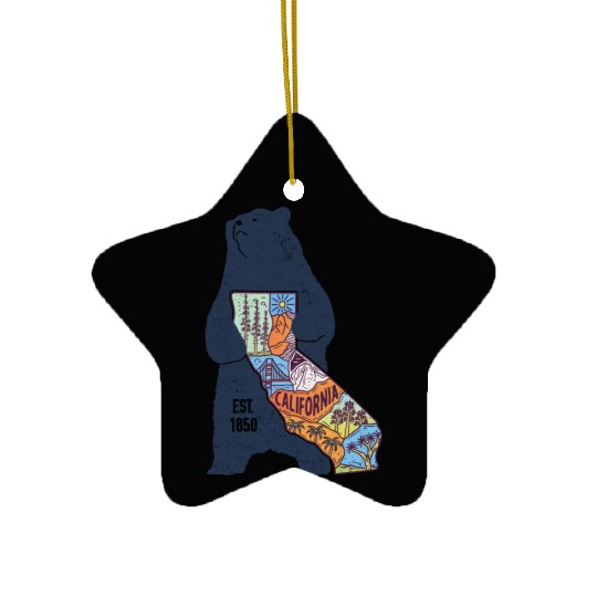 Vintage California Bear EST 1850 Ceramic Ornaments