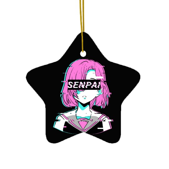 Aesthetic Vaporwave Anime Girl - Notice Me Senpai Ceramic Ornaments