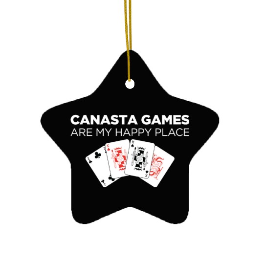 Happy Place Funny Card Playing Canasta graphic Ceramic Ornaments