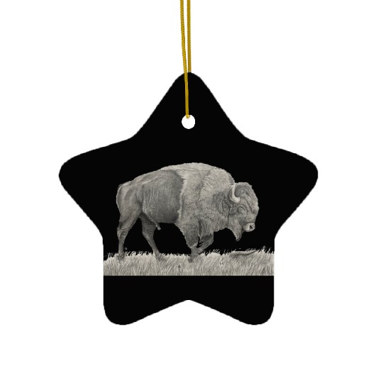 Buffalo Drawing Ceramic Ornaments