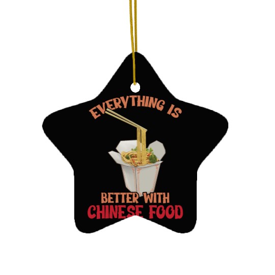 Chinese Food Expert Asian eating Noodles Foodie Ceramic Ornaments
