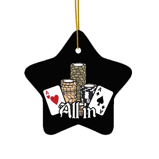 All In Poker Saying Ace Cards Poker Chips Ceramic Ornaments
