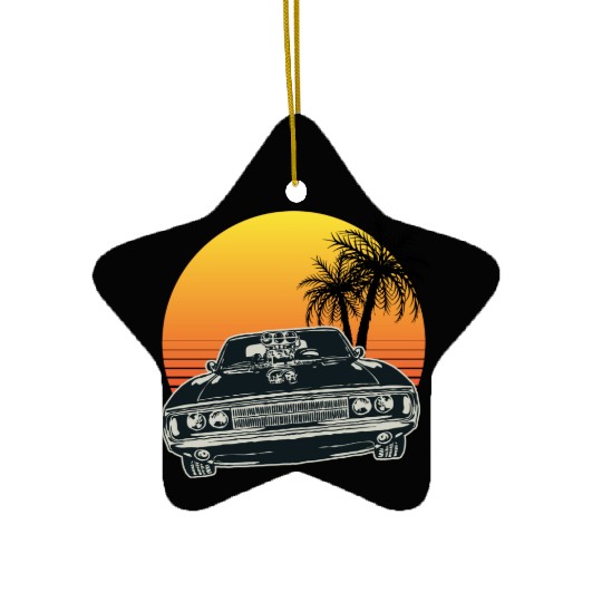 Muscle Car Sunset Ceramic Ornaments