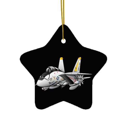 F-14 Tomcat Military Fighter Jet Aircraft Cartoon Ceramic Ornaments