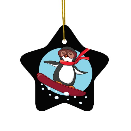Snowboarding Penguin Ceramic Ornaments