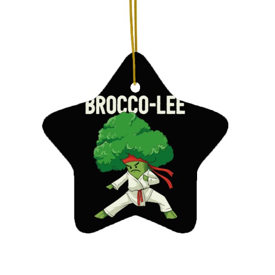 Brocco Lee Broccoli Karate Vegan Vegetarian MMA Ceramic Ornaments