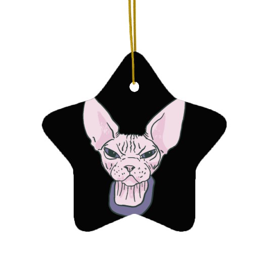 grumpy catpinkGrumpy Sphinx Cat - Purple Ceramic Ornaments