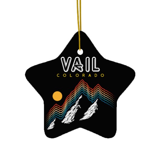 Vail Colorado Usa Ski Resort 1980S Retro Ceramic Ornaments