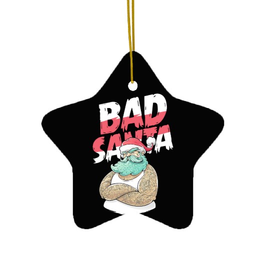Bad Santa Claus Christmas Tattoo Ceramic Ornaments