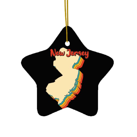 New Jersey Map Outline Vintage Retro Nj Home State Ceramic Ornaments