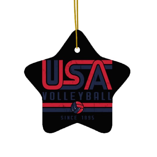 Usa Vintage Volleyball Since 1895 Graphic Design D Ceramic Ornaments