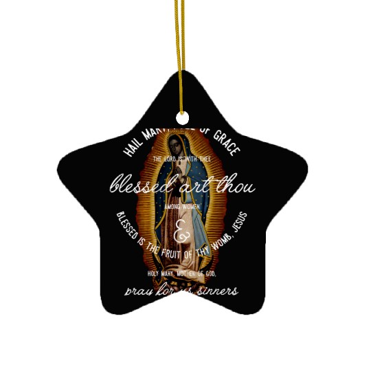 Our Lady of Guadalupe Hail Mary Prayer Catholic Gi Ceramic Ornaments