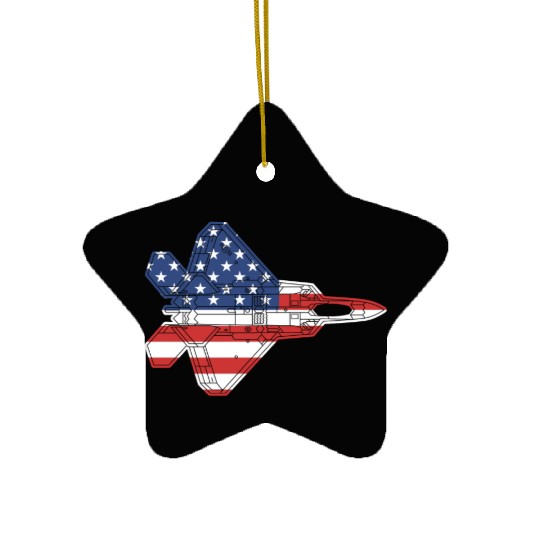 F-22 Raptor Fighter Jet Airplane American Flag F22 Ceramic Ornaments