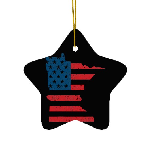 Minnesota Vintage American Flag USA Patriotic Ceramic Ornaments