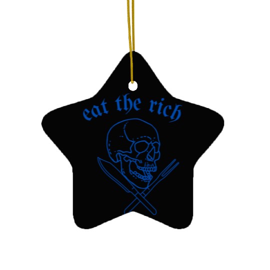 Eat The Rich - Skull and Cross Knives (blue) Ceramic Ornaments