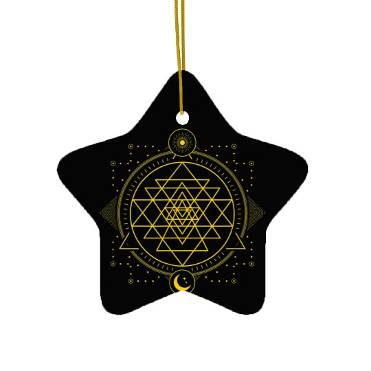 Sri Yantra Geometry Chakra Sun and Moon Ceramic Ornaments