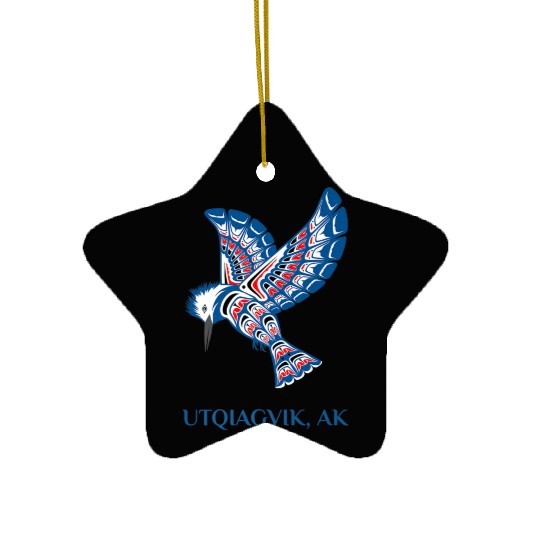 Native American Utqiagvik Kingfisher Bird Alaska Ceramic Ornaments