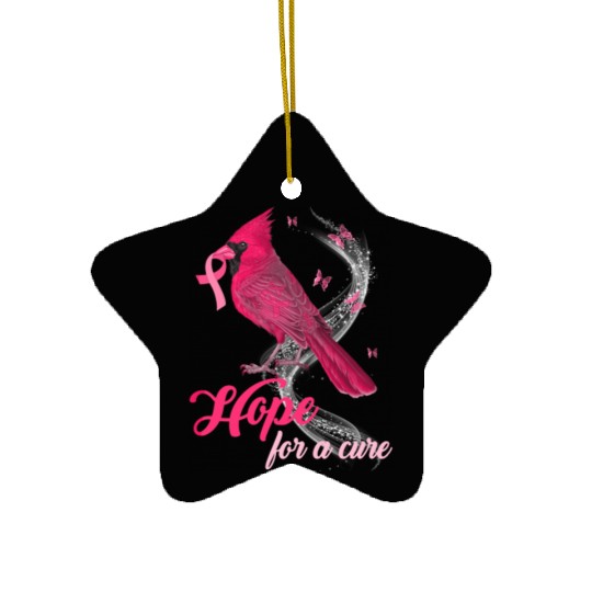 Breast Cancer Cardinal bird hope for a cure Ceramic Ornaments