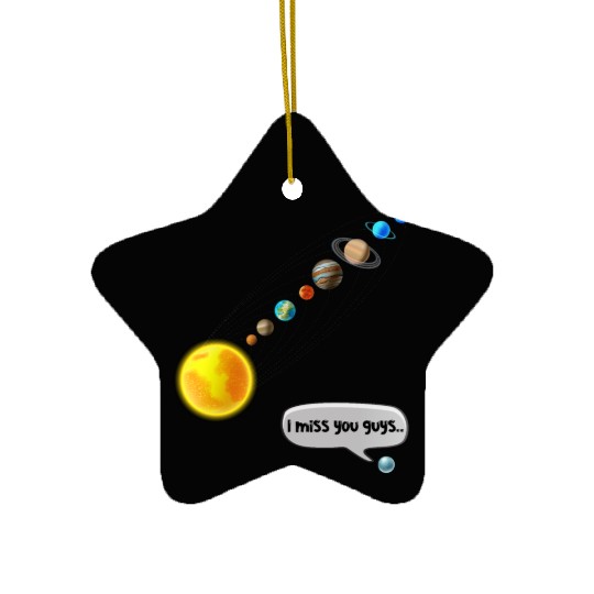 Funny Pluto and Solar System Space Science Gift Ceramic Ornaments
