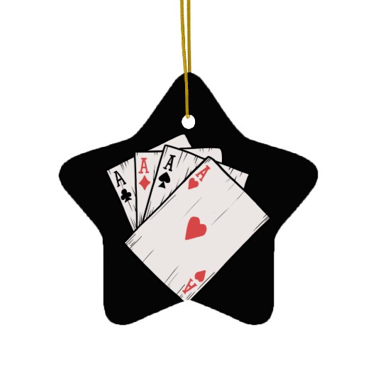 Traditional Tattoo Four Aces Playing Card Game Ceramic Ornaments