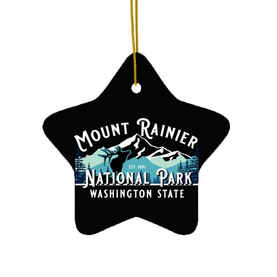 Vintage Mount Rainier National Park Washington Sou Ceramic Ornaments