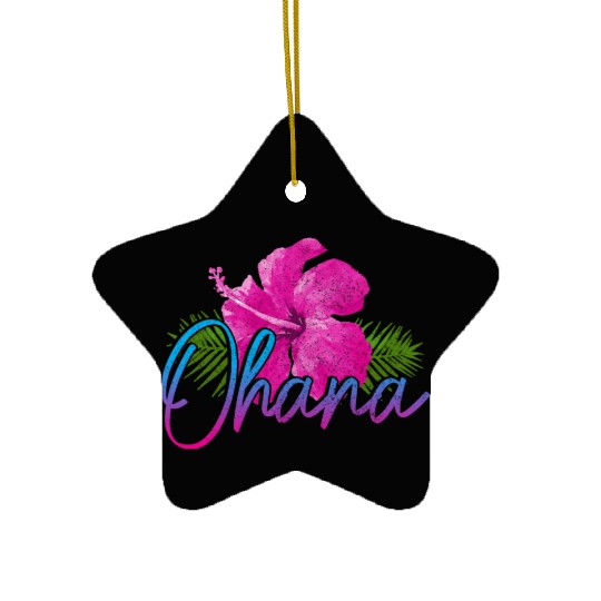 Ohana Hawaiian Hawaii Hibiscus Family Gift Ceramic Ornaments