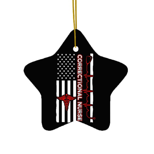 Correctional Nurse USA Flag Nursing RN Ceramic Ornaments