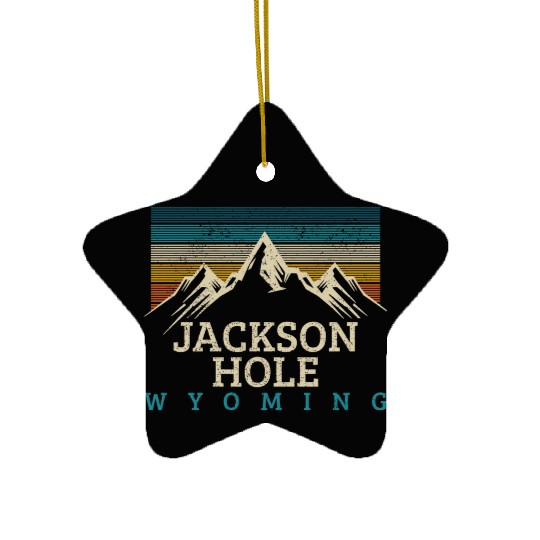 Jackson Hole Wyoming Vintage Mountains Nature Souv Ceramic Ornaments