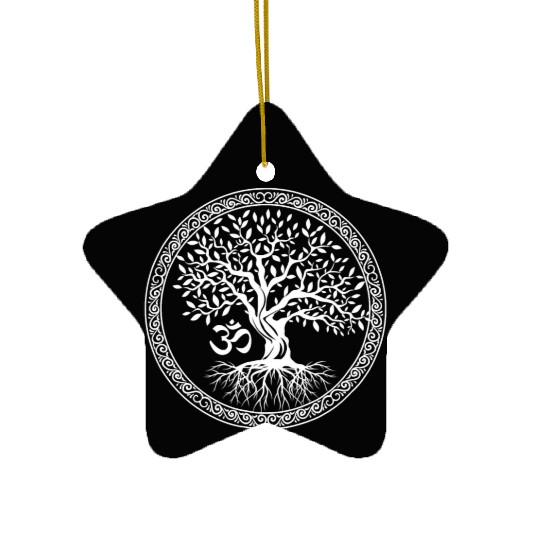 Tree of Life with Om Symbol Yoga Ceramic Ornaments