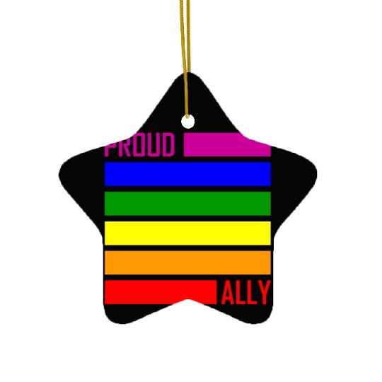 PROUD ALLY FLAG LGBT Pride Month LGBTQ Rainbow Ceramic Ornaments