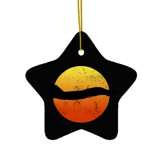 F-14 Tomcat Silhouette Retro Sunset Military F14 Ceramic Ornaments