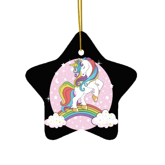 Unicorn rainbow Ceramic Ornaments