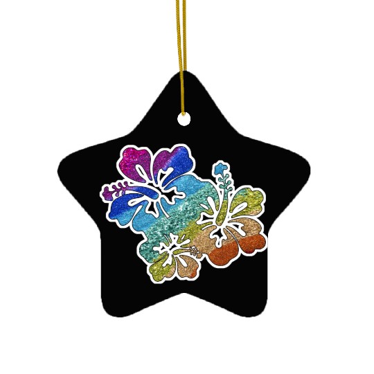 hibiscus glitter Flower Ceramic Ornaments