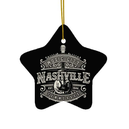 Music City Nashville Guitar Ceramic Ornaments