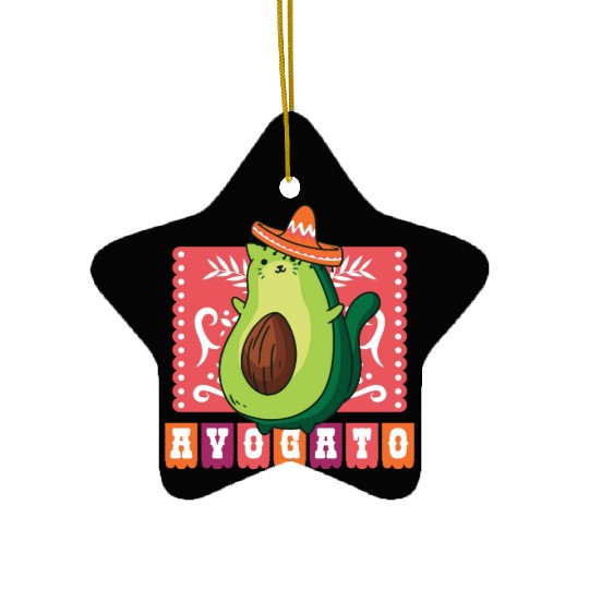 AVOGATO " AVOCADO CAT MEXICAN " Ceramic Ornaments