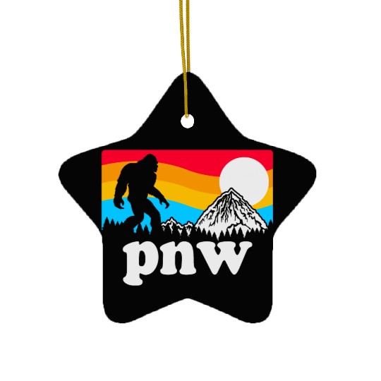 PNW Pacific Northwest Bigfoot Ceramic Ornaments