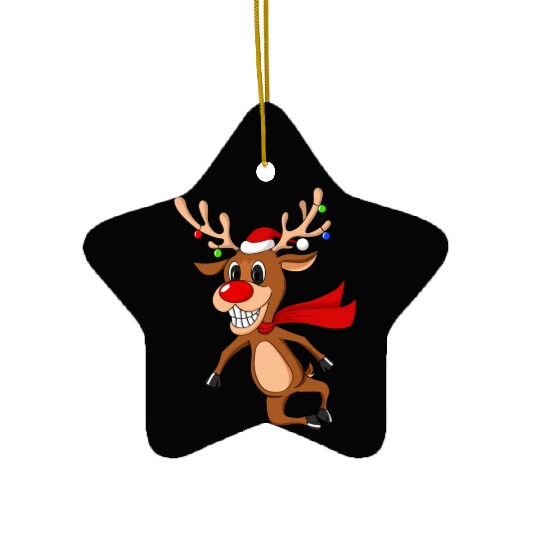 Reindeer Christmas Xmas Present Ceramic Ornaments