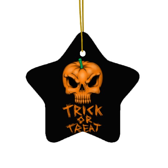 Pumpkin Skull trick or treat Ceramic Ornaments