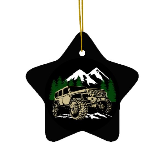 Mountain Jeep Ceramic Ornaments