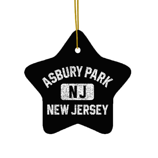 Asbury Park Nj New Jersey Gym Style Distressed Whi Ceramic Ornaments