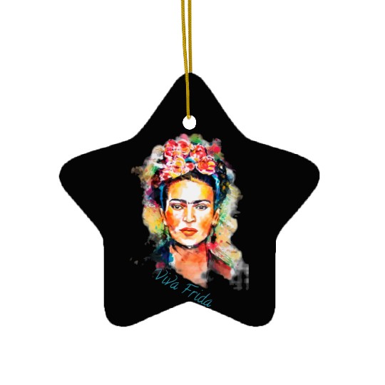 Frida Kahlo Viva Frida Bold And Beautiful Watercol Ceramic Ornaments
